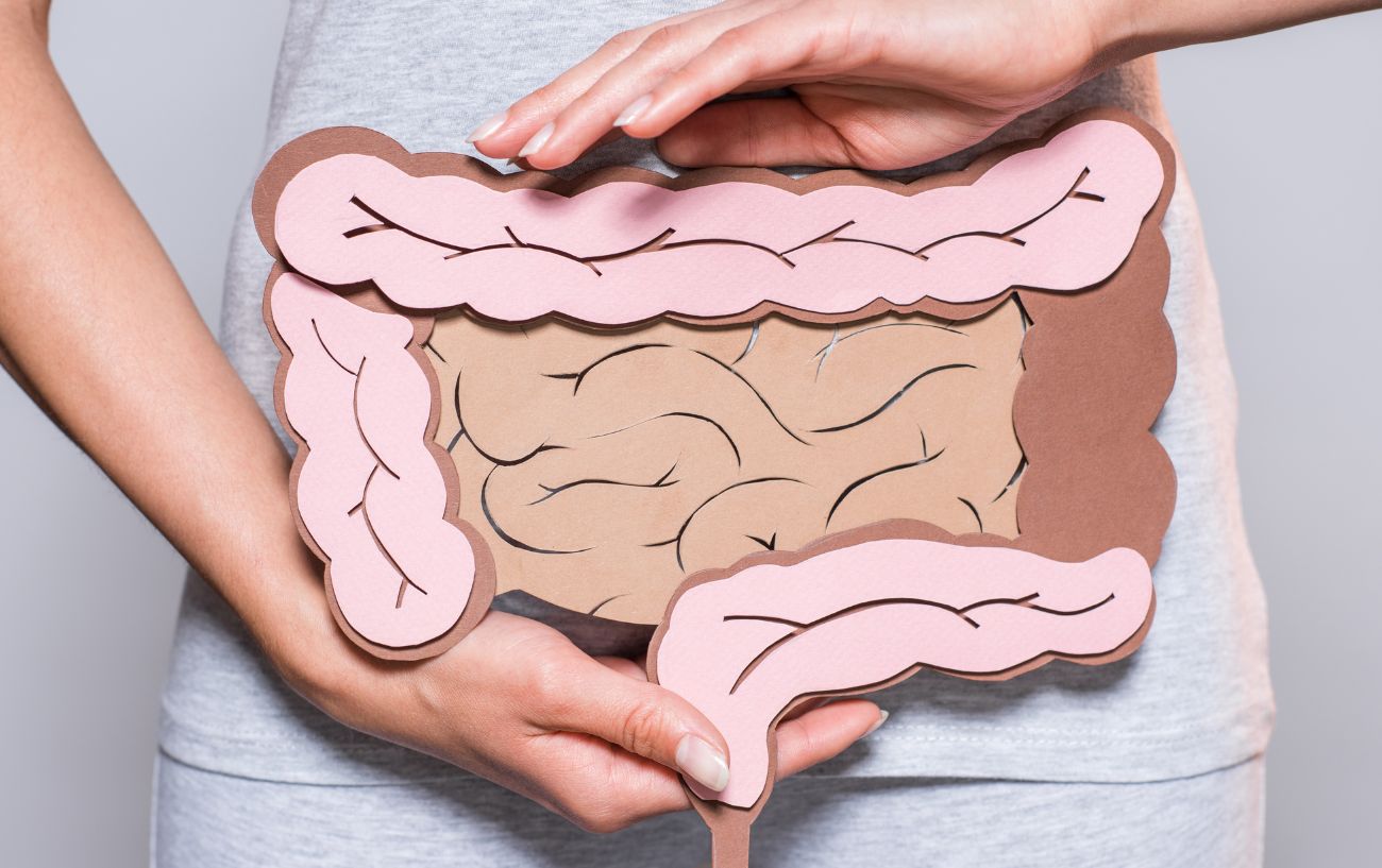 person holding picture of their intestines 