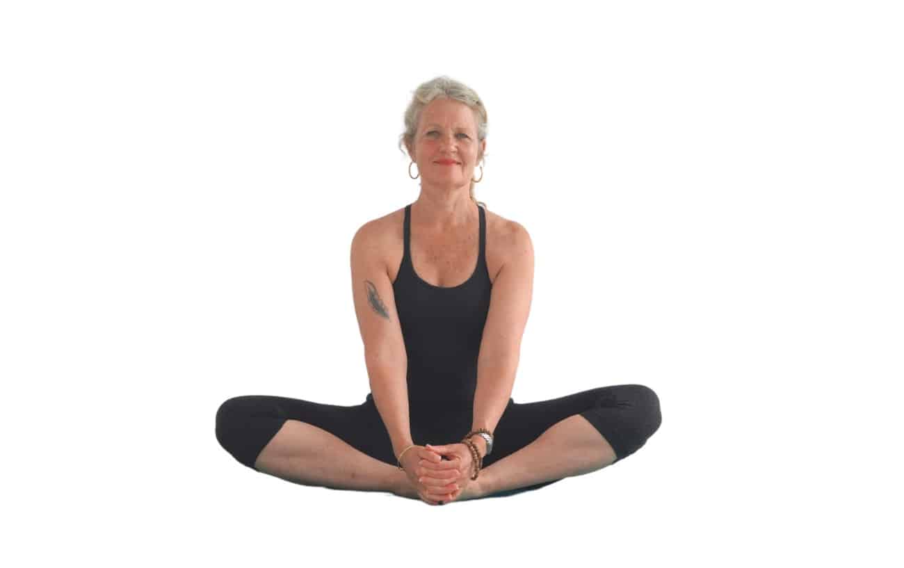 woman doing bound angle pose