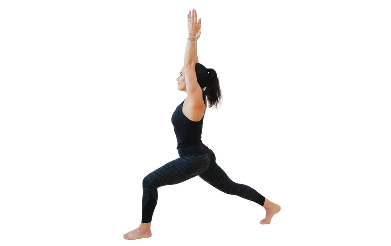 woman doing a crescent lunge pose