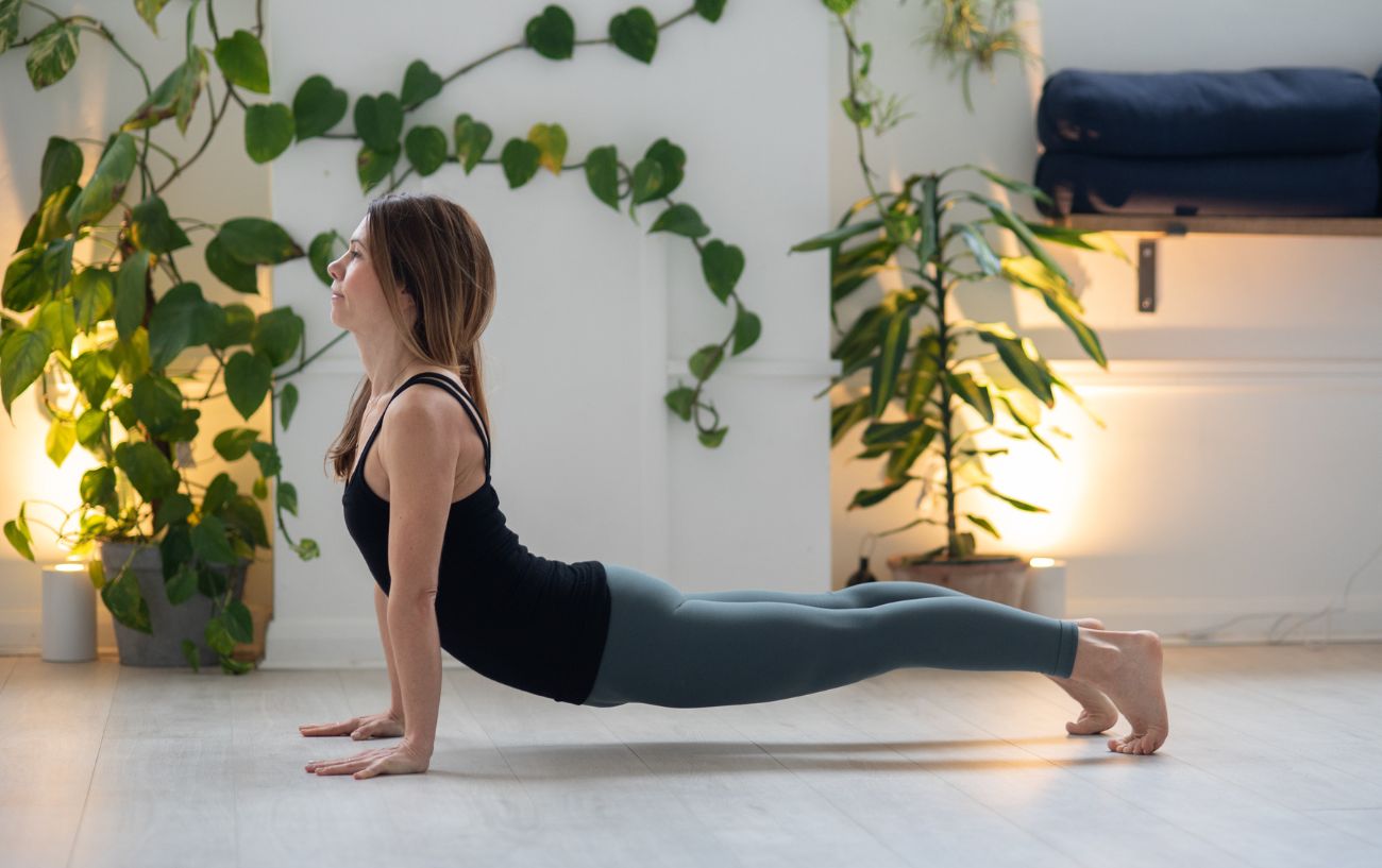 a photo of sarah williams doing yoga