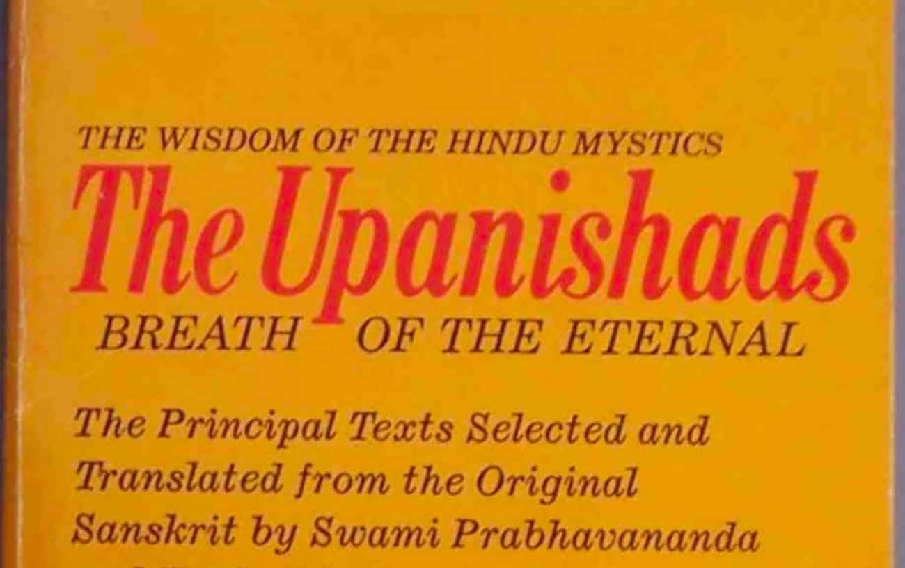 a yellow book jacket that reads 'the upanishads'